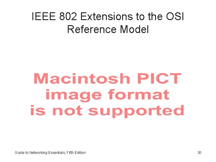 IEEE 802 Extensions to the OSI Reference Model Guide to Networking Essentials, Fifth Edition
