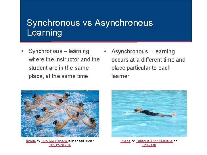 Synchronous vs Asynchronous Learning • Synchronous – learning • Asynchronous – learning where the Synchronous vs Asynchronous Learning • Synchronous – learning • Asynchronous – learning where the