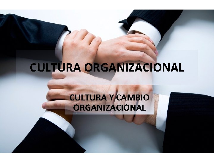 CULTURA ORGANIZACIONAL CULTURA Y CAMBIO ORGANIZACIONAL 