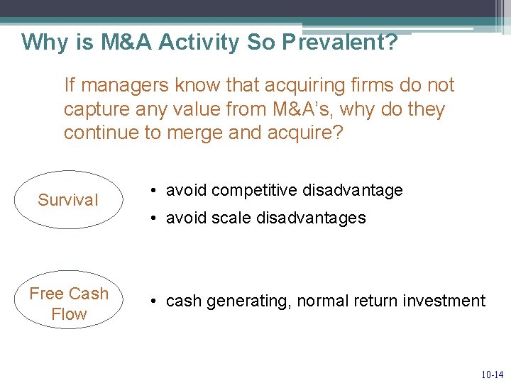 Why is M&A Activity So Prevalent? If managers know that acquiring firms do not