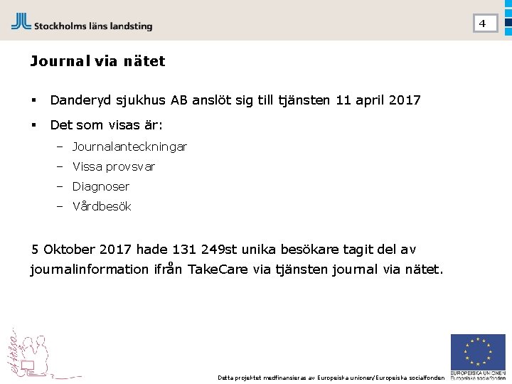 4 Journal via nätet § Danderyd sjukhus AB anslöt sig till tjänsten 11 april