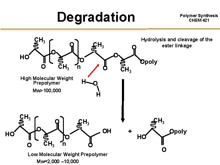 Degradation CH 3 O HO O CH 3 High Molecular Weight Prepolymer O O