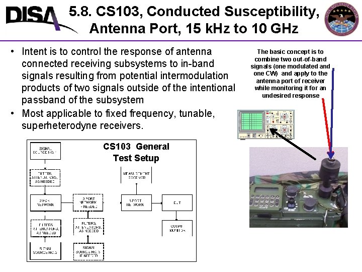 5. 8. CS 103, Conducted Susceptibility, Antenna Port, 15 k. Hz to 10 GHz
