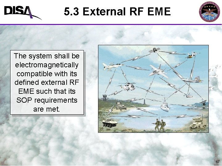 5. 3 External RF EME MIL-STD-464 A Format The system shall be electromagnetically compatible