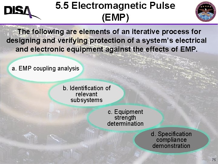 5. 5 Electromagnetic Pulse MIL-STD-464 A Format (EMP) The following are elements of an