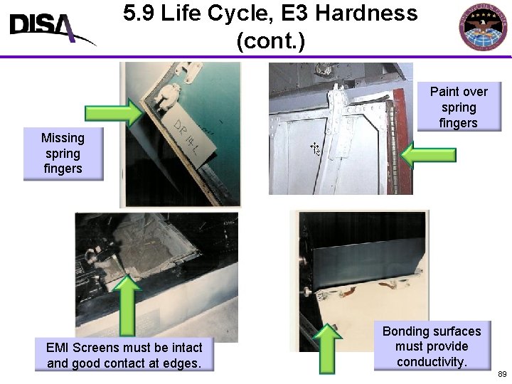 5. 9 Life Cycle, E 3 Hardness MIL-STD-464 A Format (cont. ) Paint over