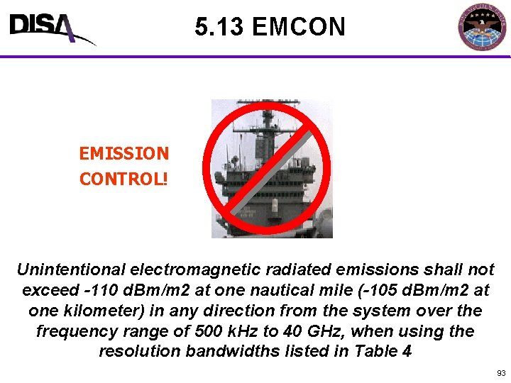 5. 13 EMCON 5. 11 External Grounds EMISSION CONTROL! Unintentional electromagnetic radiated emissions shall