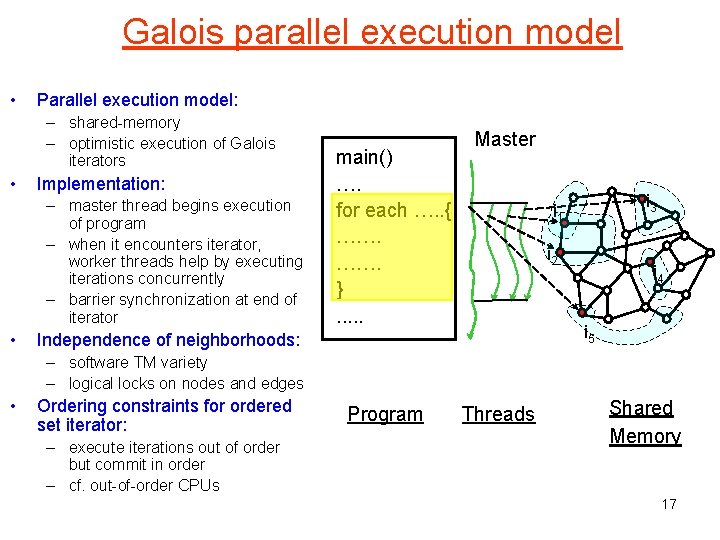 Galois parallel execution model • Parallel execution model: – shared-memory – optimistic execution of