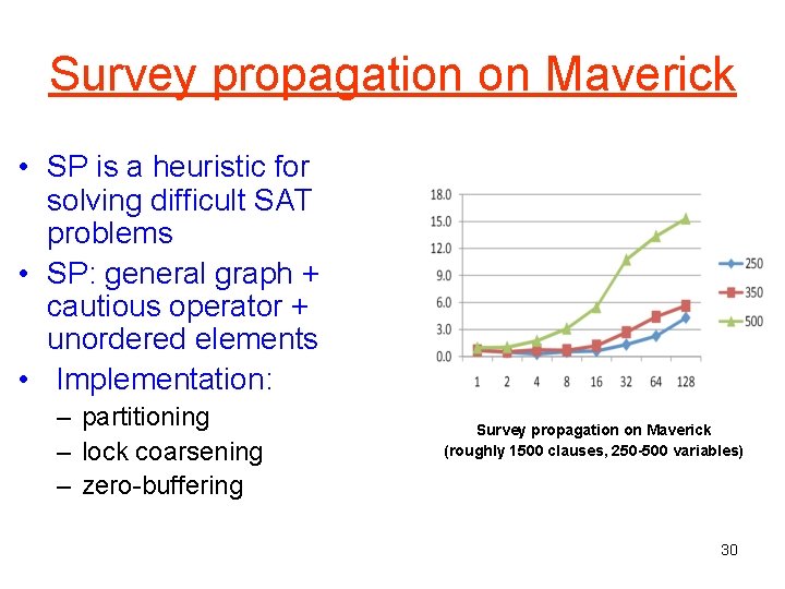 Survey propagation on Maverick • SP is a heuristic for solving difficult SAT problems