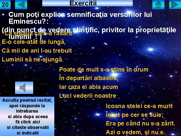 20 Exercitii • Cum poţi explica semnificaţia versurilor lui Eminescu? : (din punct de