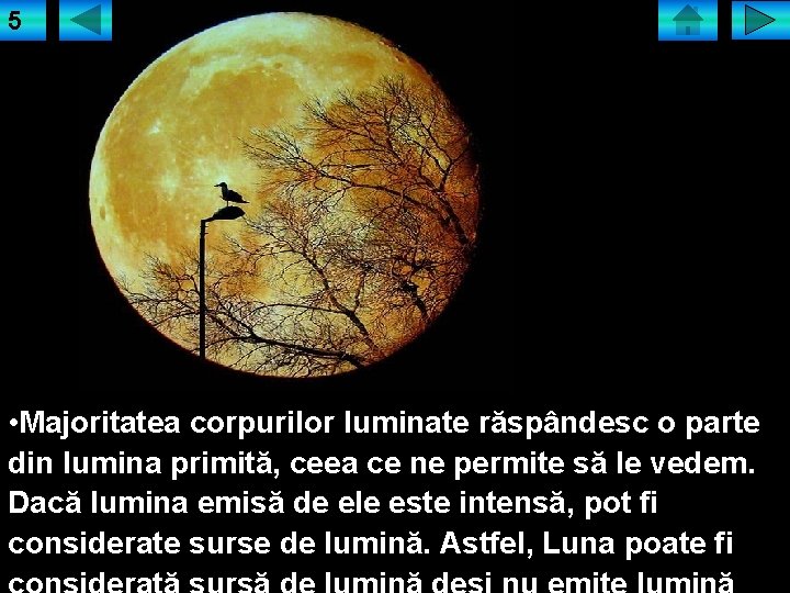 5 • Majoritatea corpurilor luminate răspândesc o parte din lumina primită, ceea ce ne