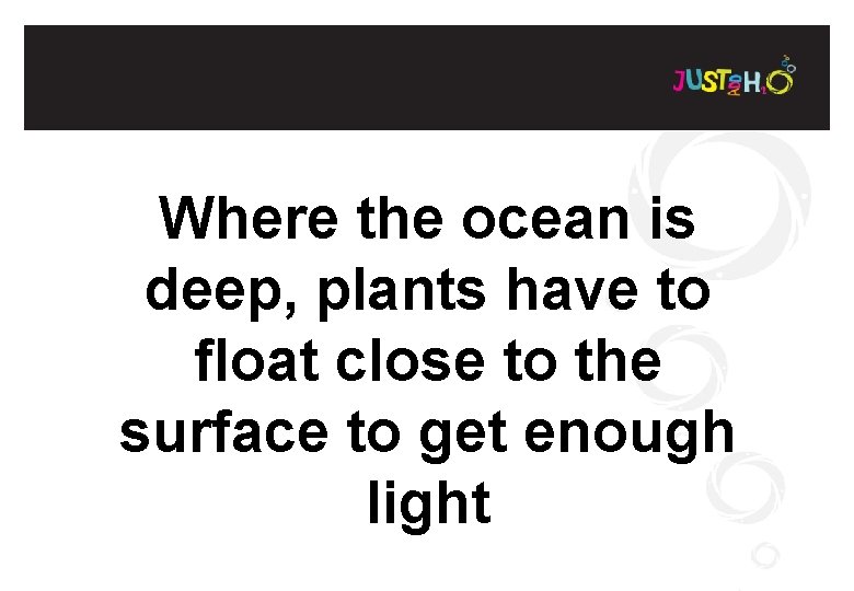 Where the ocean is deep, plants have to float close to the surface to