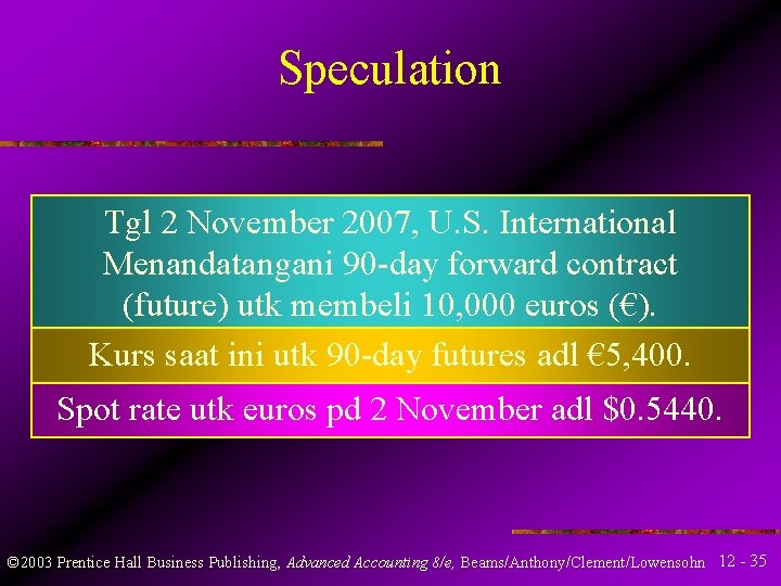 Speculation Tgl 2 November 2007, U. S. International Menandatangani 90 -day forward contract (future)