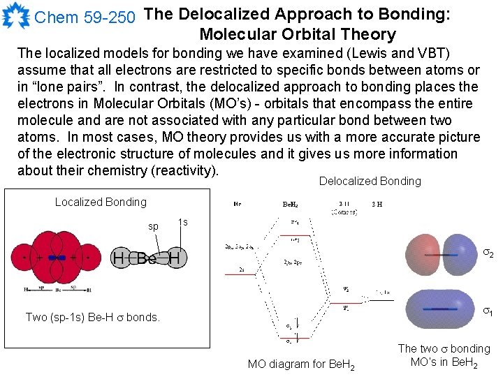 Chem 59 -250 The Delocalized Approach to Bonding: Molecular Orbital Theory The localized models