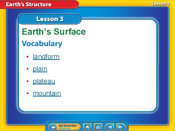 Earth’s Surface • landform • plain • plateau • mountain 