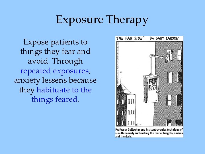 Exposure Therapy The Far Side © 1986 FARWORKS. Reprinted with Permission. All Rights Reserved.