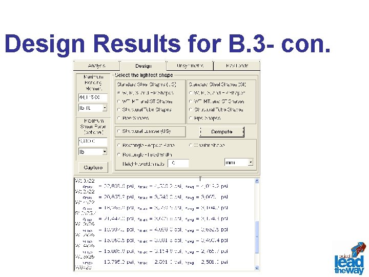 Design Results for B. 3 - con. 