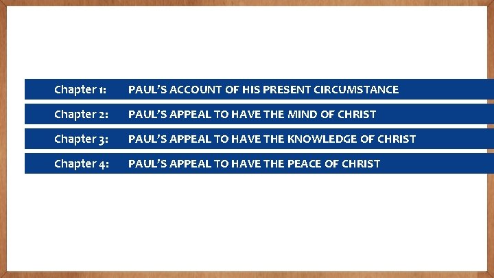 Chapter 1: PAUL’S ACCOUNT OF HIS PRESENT CIRCUMSTANCE Chapter 2: PAUL’S APPEAL TO HAVE