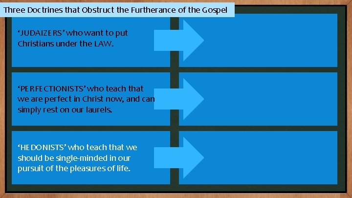 Three Doctrines that Obstruct the Furtherance of the Gospel ‘JUDAIZERS’ who want to put