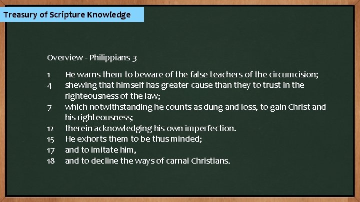 Treasury of Scripture Knowledge Overview - Philippians 3 1 4 7 12 15 17