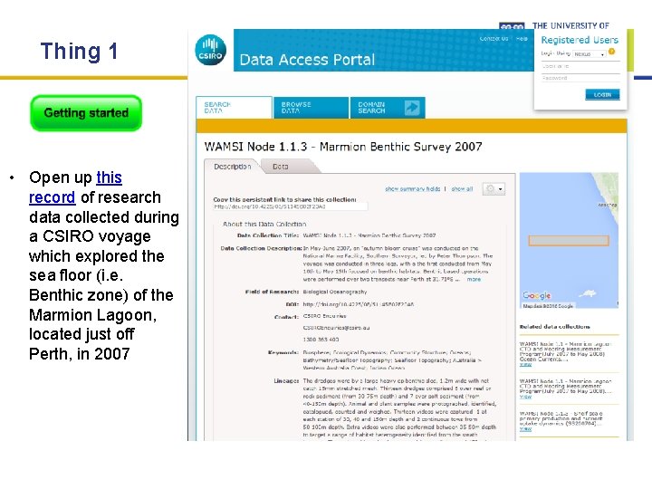 Thing 1 • Open up this record of research data collected during a CSIRO Thing 1 • Open up this record of research data collected during a CSIRO