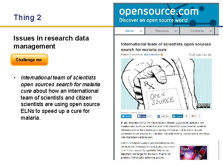 Thing 2 Issues in research data management • International team of scientists open sources Thing 2 Issues in research data management • International team of scientists open sources
