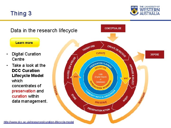 Thing 3 Data in the research lifecycle • Digital Curation Centre • Take a Thing 3 Data in the research lifecycle • Digital Curation Centre • Take a