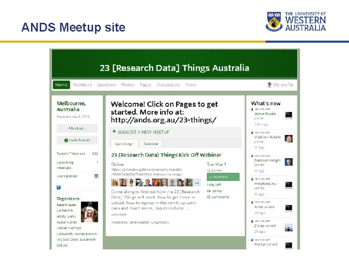 ANDS Meetup site ANDS Meetup site