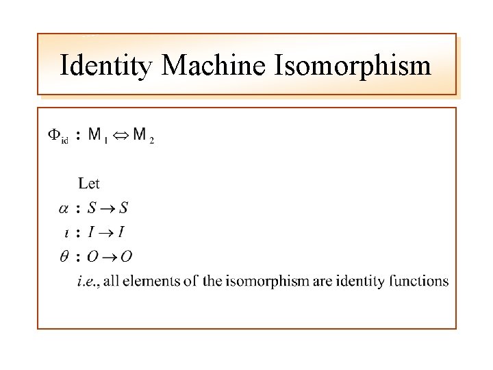 Identity Machine Isomorphism 