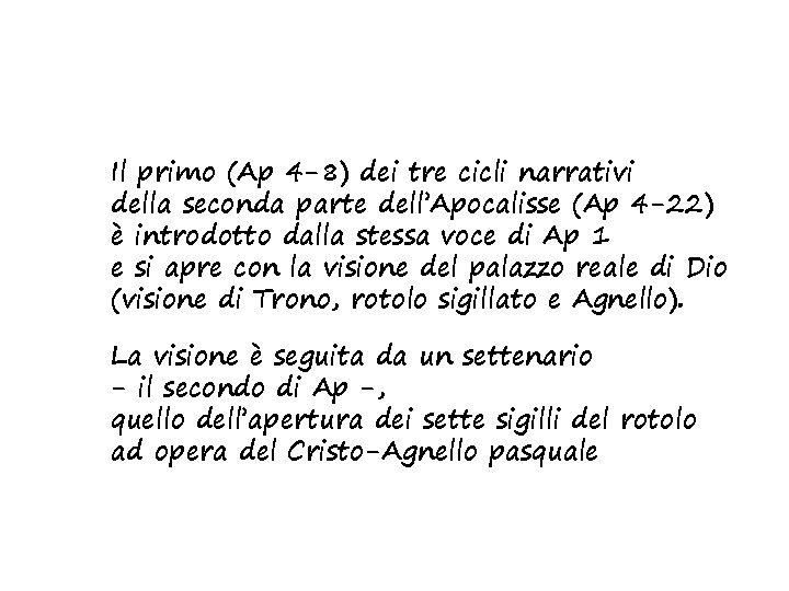 Il primo (Ap 4 -8) dei tre cicli narrativi della seconda parte dell’Apocalisse (Ap