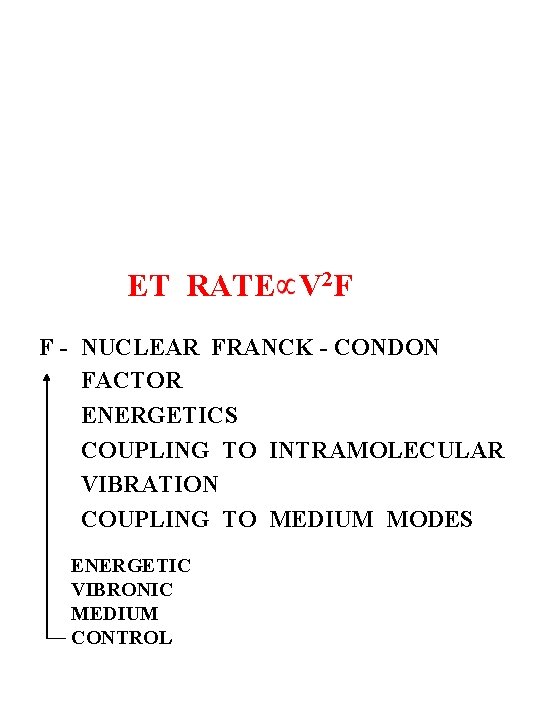 ET RATE V 2 F F - NUCLEAR FRANCK - CONDON FACTOR ENERGETICS COUPLING