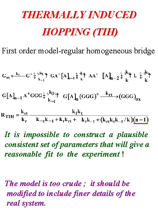 THERMALLY INDUCED HOPPING (TIH) First order model-regular homogeneous bridge It is impossible to construct