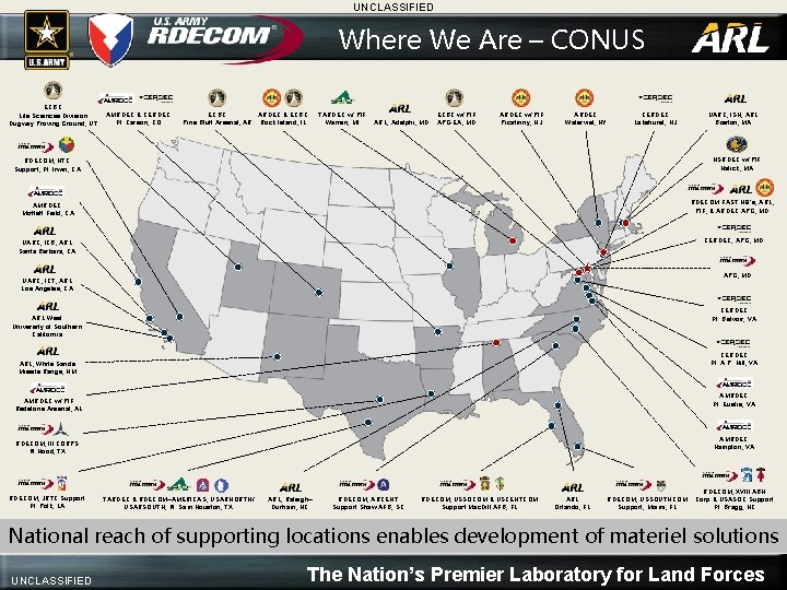 UNCLASSIFIED Where We Are – CONUS ECBC Life Sciences Division Dugway Proving Ground, UT