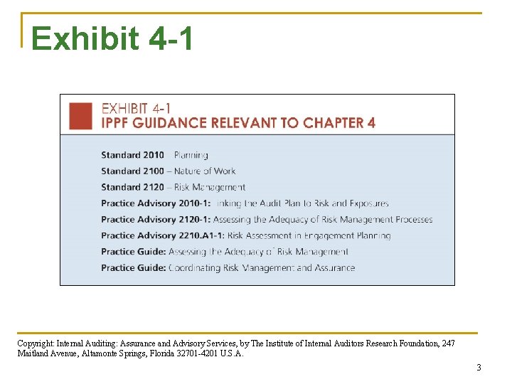 Exhibit 4 -1 Copyright: Internal Auditing: Assurance and Advisory Services, by The Institute of