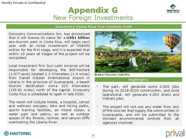 Strictly Private & Confidential Appendix G New Foreign Investments Discovery Costa Rica Eco-Tourism Park