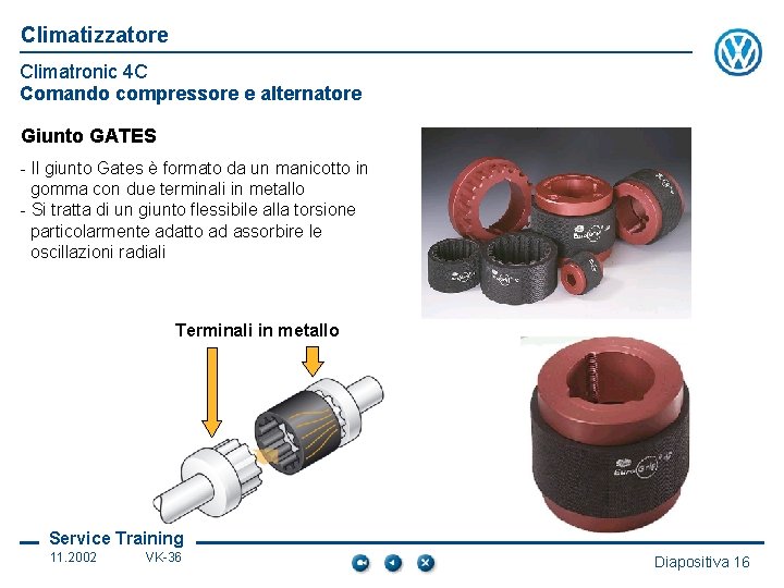 Climatizzatore Climatronic 4 C Comando compressore e alternatore Giunto GATES - Il giunto Gates