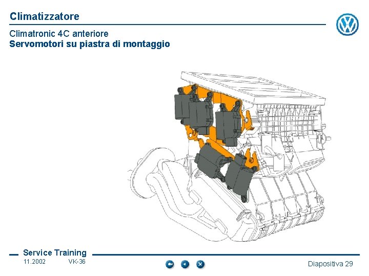 Climatizzatore Climatronic 4 C anteriore Servomotori su piastra di montaggio Service Training 11. 2002