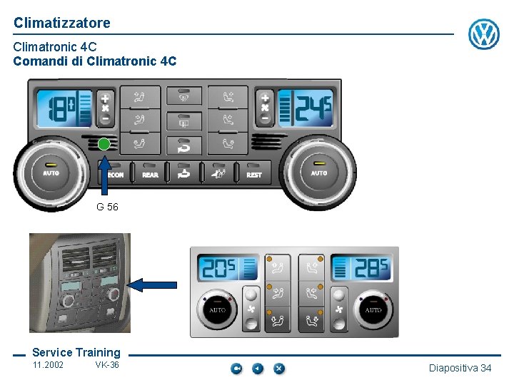 Climatizzatore Climatronic 4 C Comandi di Climatronic 4 C G 56 Service Training 11.