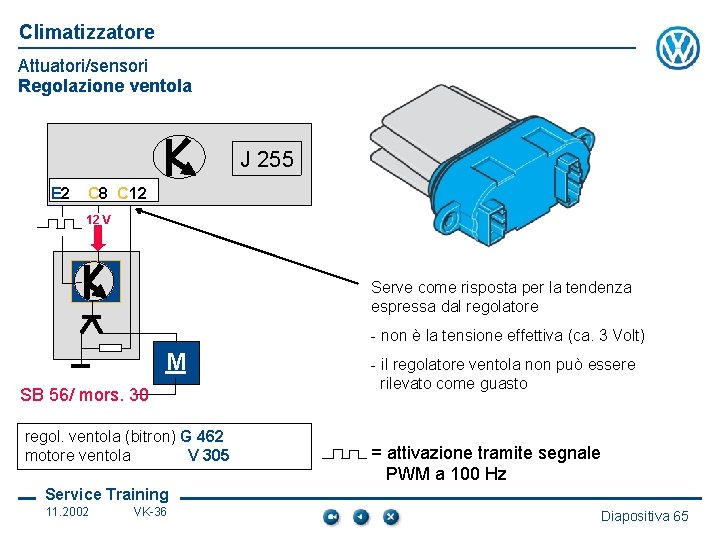 Climatizzatore Attuatori/sensori Regolazione ventola J 255 E 2 C 8 C 12 12 V