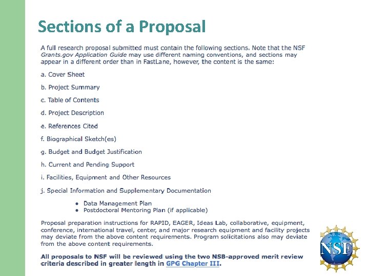 Sections of a Proposal 