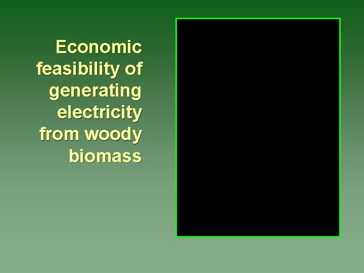 Economic feasibility of generating electricity from woody biomass 