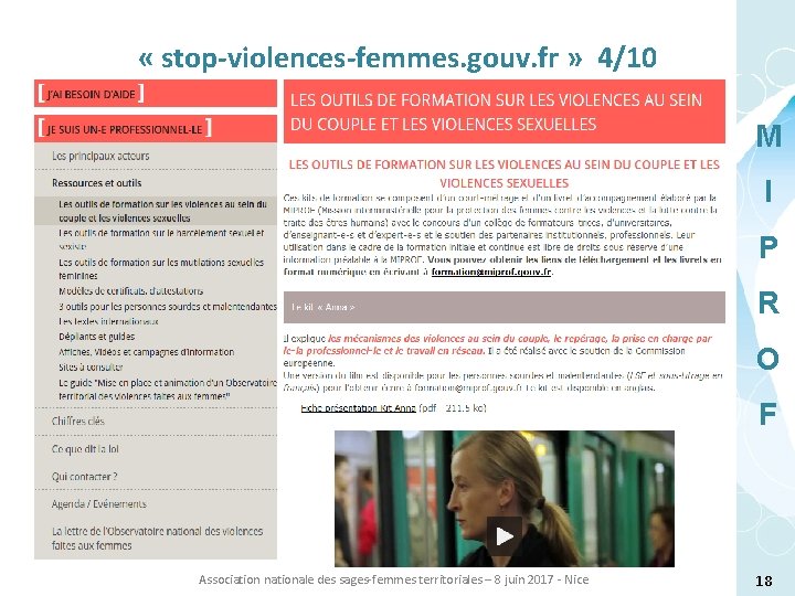  « stop-violences-femmes. gouv. fr » 4/10 M I P R O F Association