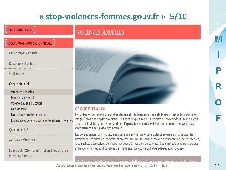  « stop-violences-femmes. gouv. fr » 5/10 M I P R O F Association