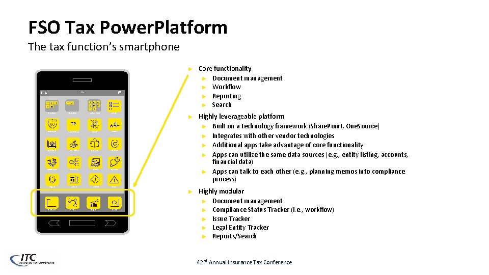 FSO Tax Power. Platform The tax function’s smartphone ► Core functionality ► Document management