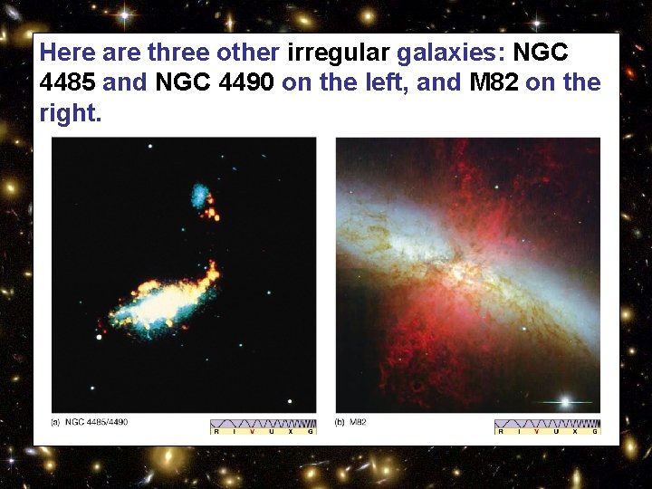 Here are three other irregular galaxies: NGC 4485 and NGC 4490 on the left,