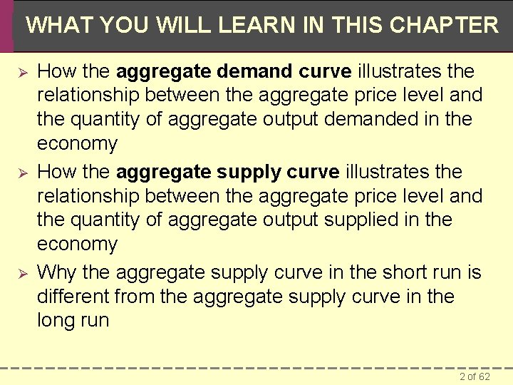 WHAT YOU WILL LEARN IN THIS CHAPTER Ø Ø Ø How the aggregate demand