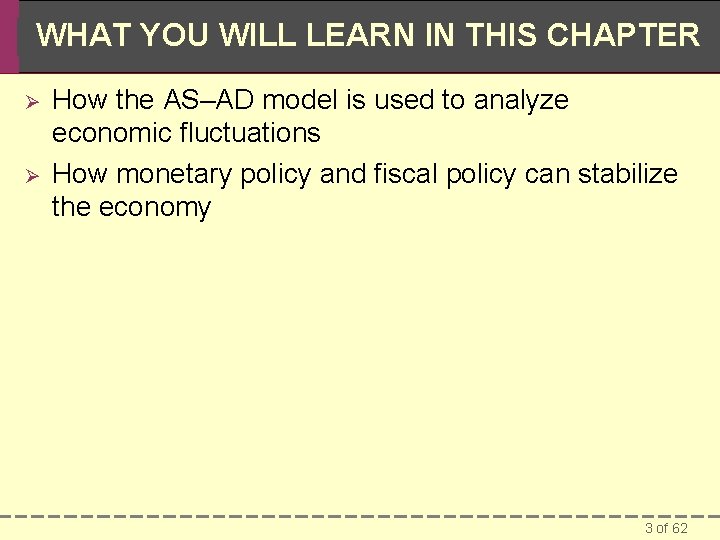 WHAT YOU WILL LEARN IN THIS CHAPTER Ø Ø How the AS–AD model is