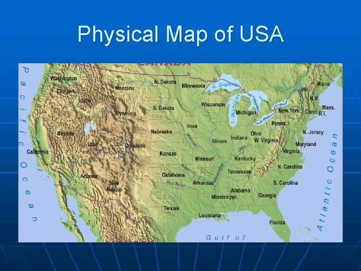 Physical Map of USA 