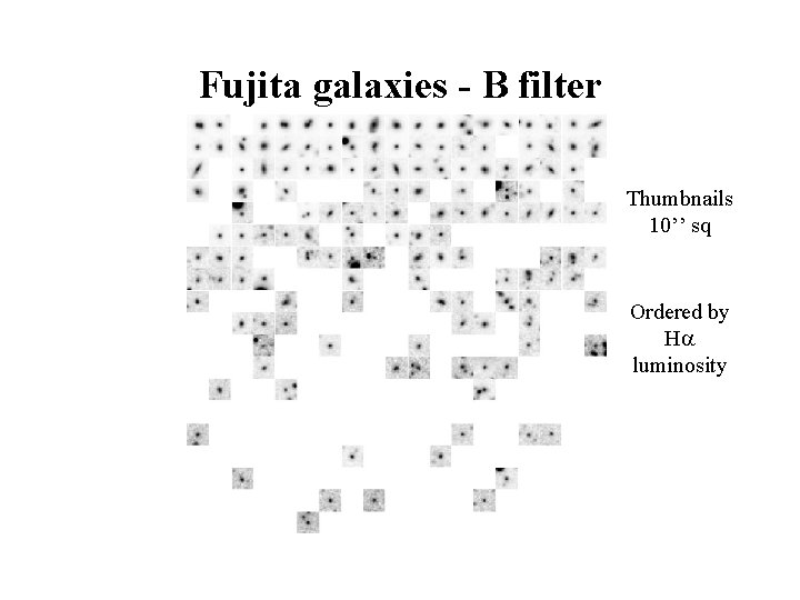 Fujita galaxies - B filter Thumbnails 10’’ sq Ordered by H luminosity 