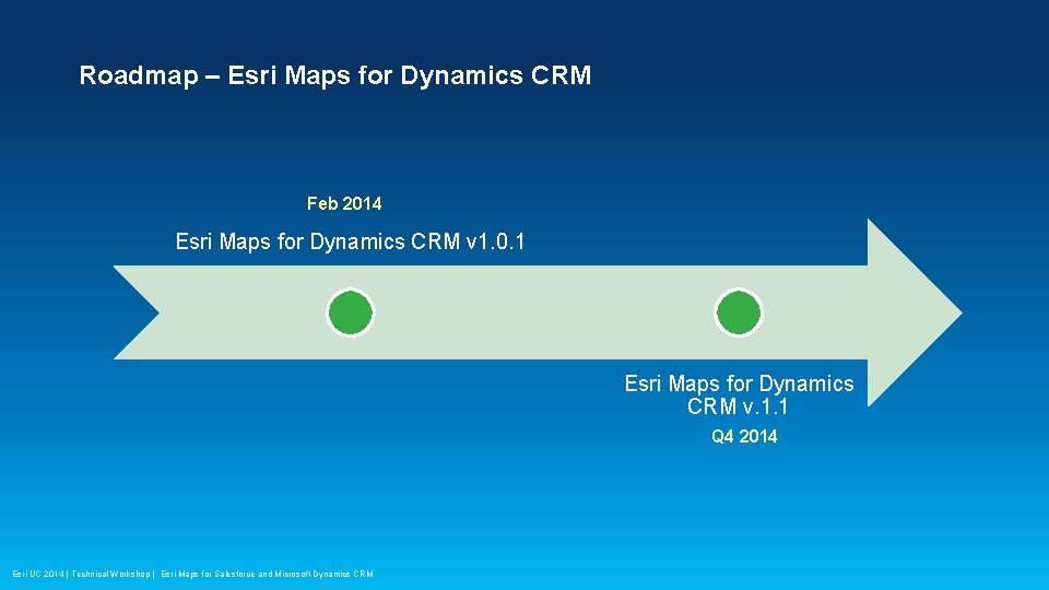 Roadmap – Esri Maps for Dynamics CRM Feb 2014 Esri Maps for Dynamics CRM